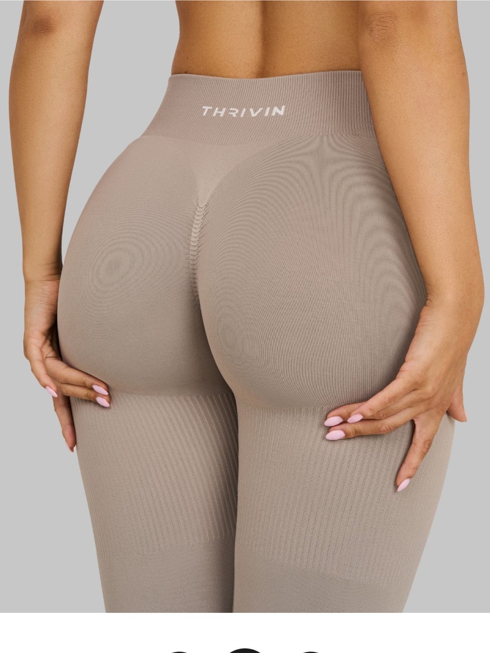 THRIVIN Seamless Ribbed High-Waist Leggings in Taupe